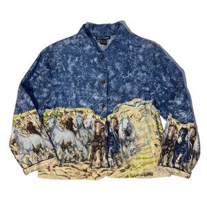 Candy Couture Horse Mustang Steed Bead Embellished Button Front Jacket - Large